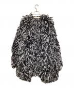 LEINWANDEラインヴァンド）の古着「Hand Fringe Knit Coat」｜ブラック×ホワイト