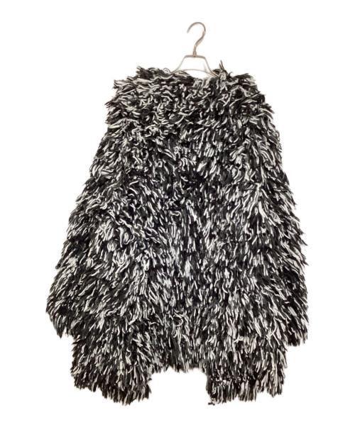 LEINWANDE（ラインヴァンド）LEINWANDE (ラインヴァンド) Hand Fringe Knit Coat ブラック×ホワイト サイズ:FREEの古着・服飾アイテム
