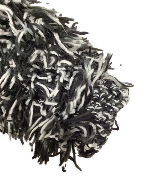 LEINWANDE（ラインヴァンド）LEINWANDE (ラインヴァンド) Hand Fringe Knit Coat ブラック×ホワイト サイズ:FREEの古着・服飾アイテム