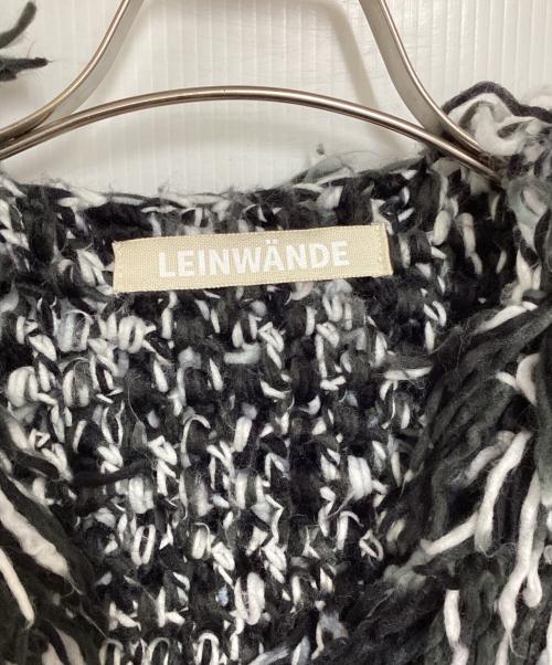 LEINWANDE（ラインヴァンド）LEINWANDE (ラインヴァンド) Hand Fringe Knit Coat ブラック×ホワイト サイズ:FREEの古着・服飾アイテム