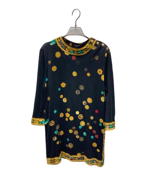 LEONARD（レオナール）LEONARD (レオナール) シルク混ボタンデザインカットソー ブラック サイズ:Mの古着・服飾アイテム