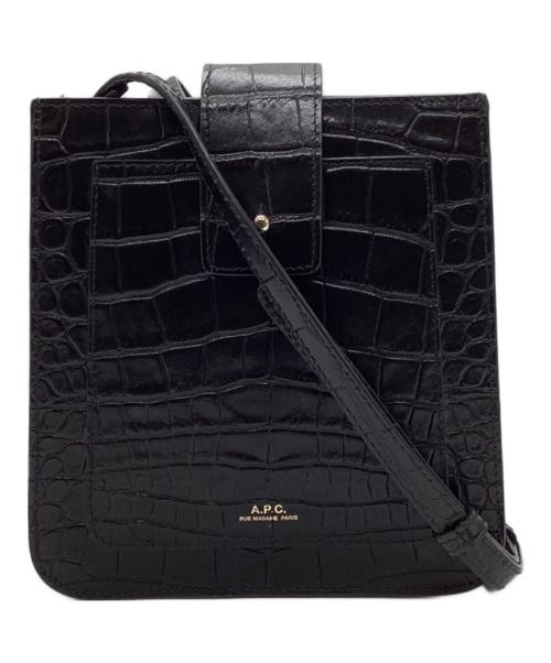 A.P.C.（アーペーセー）A.P.C. (アーペーセー) 型押しショルダーバッグ ブラックの古着・服飾アイテム