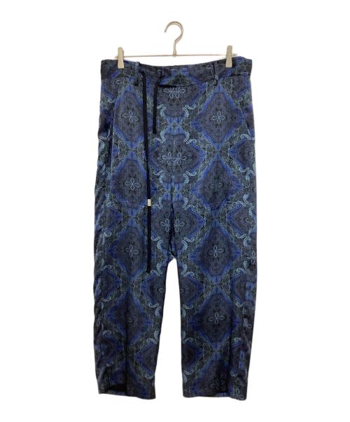 BED J.W. FORD（ベッドフォード）BED J.W. FORD (ベッドフォード) 文様総柄リラックスパンツ ブルー サイズ:1の古着・服飾アイテム