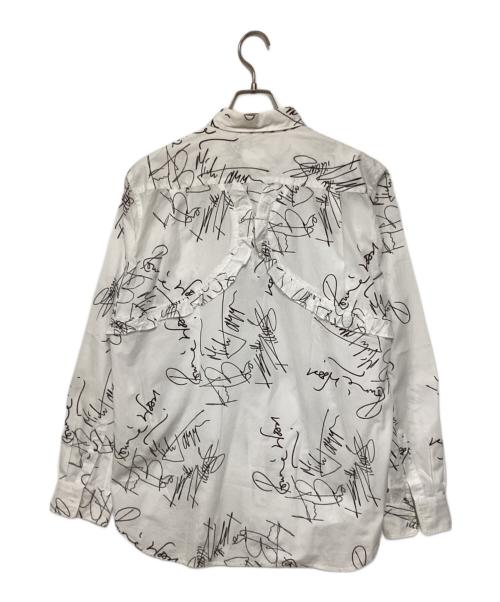 COMME des GARCONS HOMME PLUS（コムデギャルソンオムプリュス）COMME des GARCONS HOMME PLUS (コムデギャルソンオムプリュス) メッセージフリルシャツ ホワイト×ブラック サイズ:Sの古着・服飾アイテム