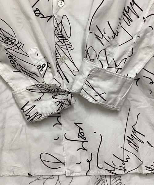 COMME des GARCONS HOMME PLUS（コムデギャルソンオムプリュス）COMME des GARCONS HOMME PLUS (コムデギャルソンオムプリュス) メッセージフリルシャツ ホワイト×ブラック サイズ:Sの古着・服飾アイテム