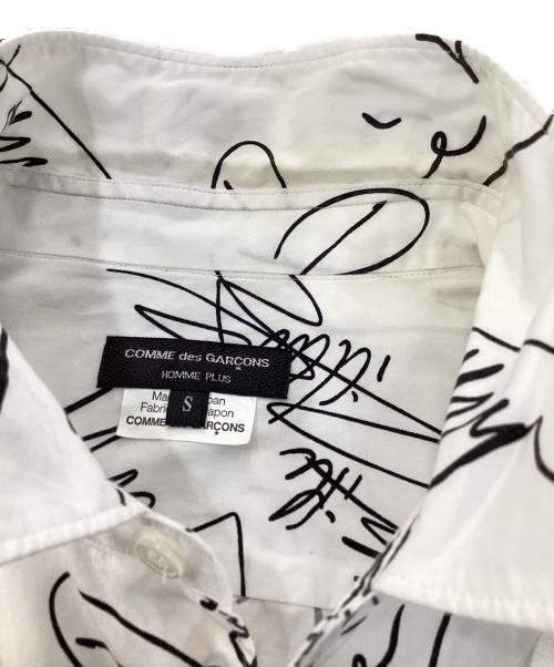 COMME des GARCONS HOMME PLUS（コムデギャルソンオムプリュス）COMME des GARCONS HOMME PLUS (コムデギャルソンオムプリュス) メッセージフリルシャツ ホワイト×ブラック サイズ:Sの古着・服飾アイテム