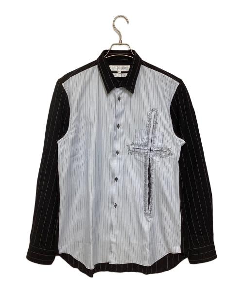 COMME des GARCONS SHIRT（コムデギャルソンシャツ）COMME des GARCONS SHIRT (コムデギャルソンシャツ) 切替カットワークシャツ ブルー×ブラック サイズ:Mの古着・服飾アイテム