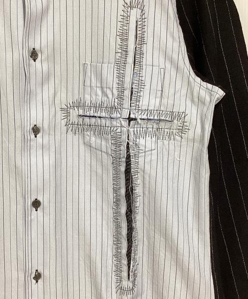 COMME des GARCONS SHIRT（コムデギャルソンシャツ）COMME des GARCONS SHIRT (コムデギャルソンシャツ) 切替カットワークシャツ ブルー×ブラック サイズ:Mの古着・服飾アイテム