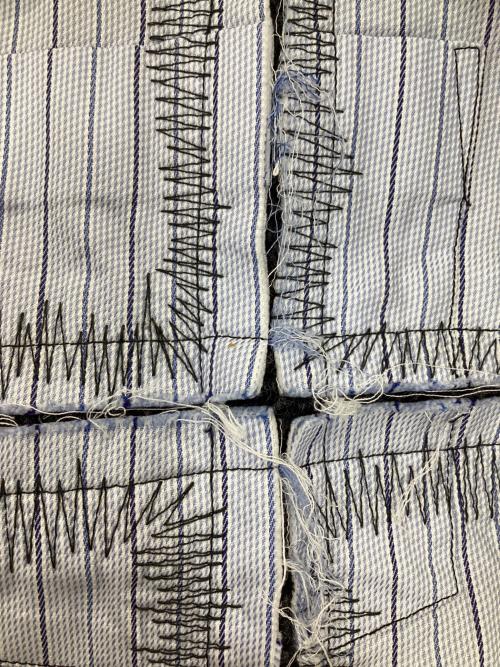 COMME des GARCONS SHIRT（コムデギャルソンシャツ）COMME des GARCONS SHIRT (コムデギャルソンシャツ) 切替カットワークシャツ ブルー×ブラック サイズ:Mの古着・服飾アイテム