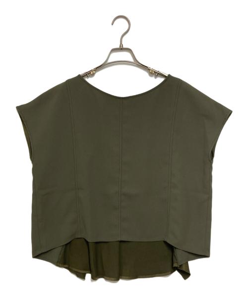 Diagram（ダイアグラム）Diagram (ダイアグラム) サテン切替ジョーゼットブラウス カーキ サイズ:36の古着・服飾アイテム