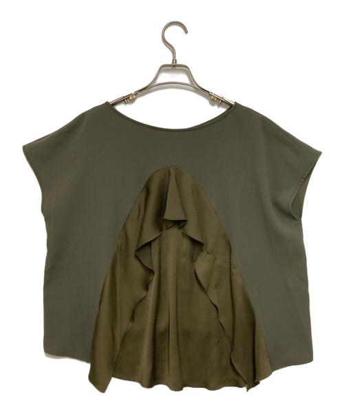 Diagram（ダイアグラム）Diagram (ダイアグラム) サテン切替ジョーゼットブラウス カーキ サイズ:36の古着・服飾アイテム