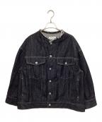STYLE MIXERスタイルミキサー）の古着「ノーカラーデニムジャケット」｜インディゴ