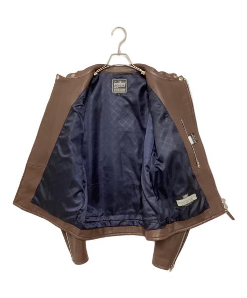 KADOYA（カドヤ）KADOYA (カドヤ) セミダブルライダースジャケット ブラウン サイズ:Lの古着・服飾アイテム
