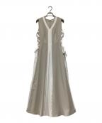 Snidelスナイデル）の古着「サイドプリーツバイカラーワンピ」｜ベージュ