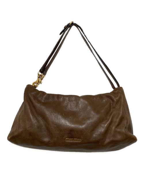 MIU MIU（ミュウミュウ）MIU MIU (ミュウミュウ) オールドレザーショルダーバッグ ブラウンの古着・服飾アイテム