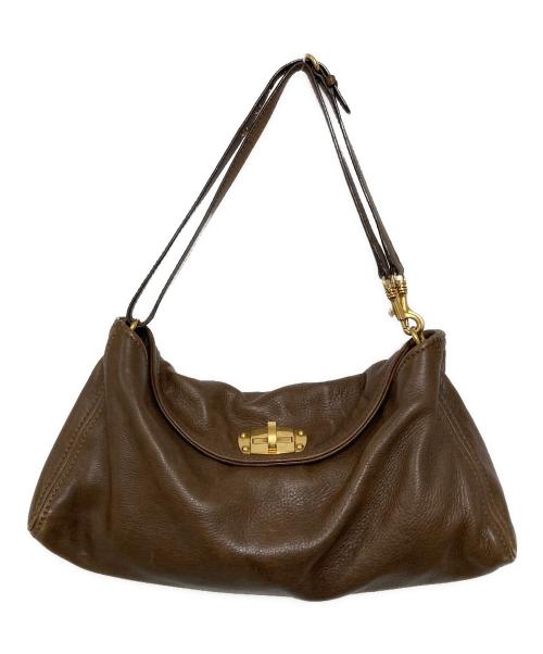 MIU MIU（ミュウミュウ）MIU MIU (ミュウミュウ) オールドレザーショルダーバッグ ブラウンの古着・服飾アイテム