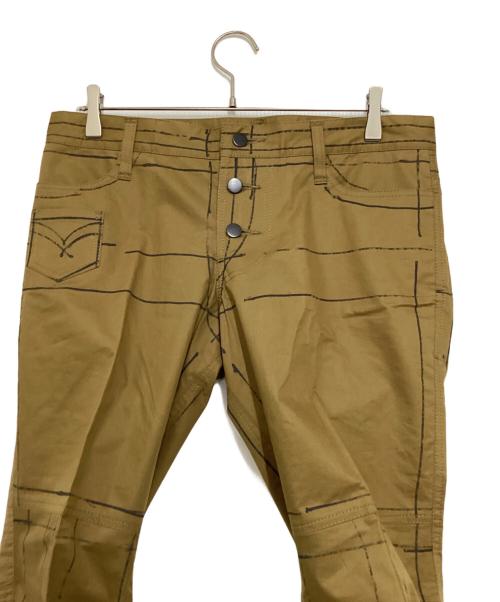 NEMETH（ネメス）NEMETH (ネメス) プリント立体裁断パンツ ブラウン サイズ:Mの古着・服飾アイテム