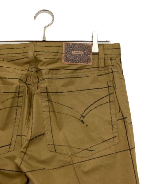 NEMETH（ネメス）NEMETH (ネメス) プリント立体裁断パンツ ブラウン サイズ:Mの古着・服飾アイテム