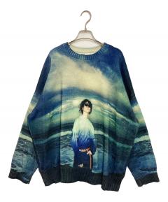 中古・古着通販】NKNIT (ンニット) flower motif KNIT shirt ネイビー
