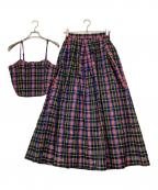 Ameriアメリ）の古着「MEDI MANY WAY DEAR CHECK SET UP DRESS」｜ブラック×レッド