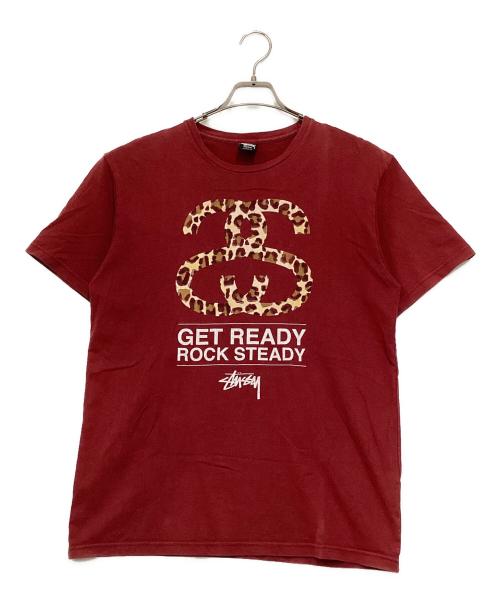 stussy（ステューシー）stussy (ステューシー) レオパードロゴプリントTシャツ レッド サイズ:Mの古着・服飾アイテム