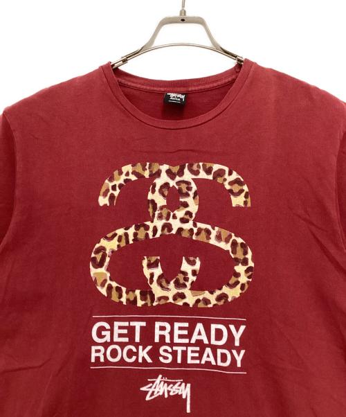 stussy（ステューシー）stussy (ステューシー) レオパードロゴプリントTシャツ レッド サイズ:Mの古着・服飾アイテム