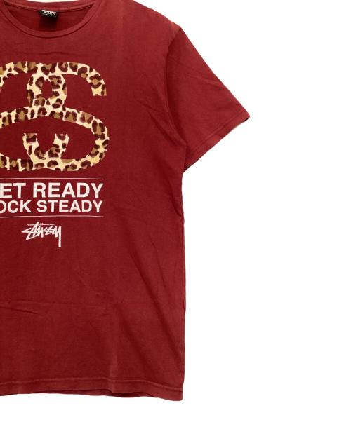 stussy（ステューシー）stussy (ステューシー) レオパードロゴプリントTシャツ レッド サイズ:Mの古着・服飾アイテム