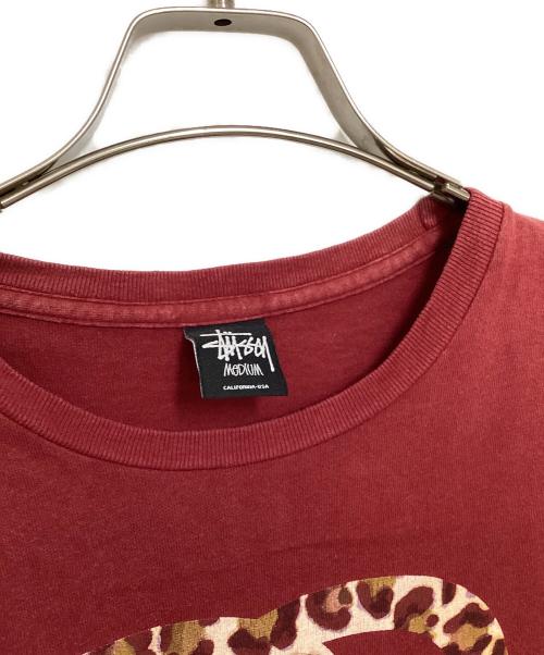 stussy（ステューシー）stussy (ステューシー) レオパードロゴプリントTシャツ レッド サイズ:Mの古着・服飾アイテム