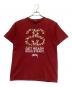 stussy（ステューシー）の古着「レオパードロゴプリントTシャツ」｜レッド