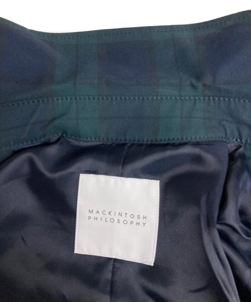 MACKINTOSH PHILOSOPHY（マッキントッシュ フィロソフィー）MACKINTOSH PHILOSOPHY (マッキントッシュ フィロソフィー) チェック柄ショートトレンチコート ネイビー×グリーン サイズ:36の古着・服飾アイテム