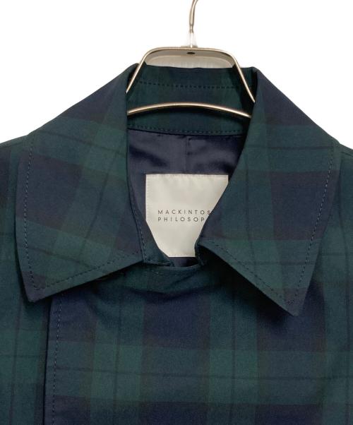 MACKINTOSH PHILOSOPHY（マッキントッシュ フィロソフィー）MACKINTOSH PHILOSOPHY (マッキントッシュ フィロソフィー) チェック柄ショートトレンチコート ネイビー×グリーン サイズ:36の古着・服飾アイテム