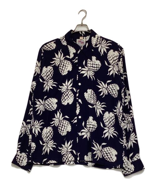 Duke Kahanamoku（デュークカハナモク）DUKE KAHANAMOKU (デュークカハナモク) “DUKE'S PINEAPPLE” (LONG SLEEVE) ネイビー サイズ:XLの古着・服飾アイテム