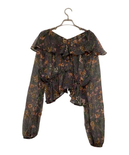 Noble（ノーブル）Noble (ノーブル) ワイルドフラワーフリルブラウス パープル サイズ:表記無しの古着・服飾アイテム