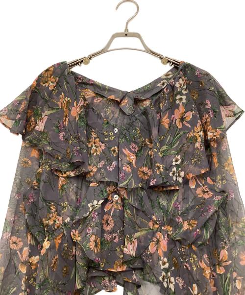 Noble（ノーブル）Noble (ノーブル) ワイルドフラワーフリルブラウス パープル サイズ:表記無しの古着・服飾アイテム