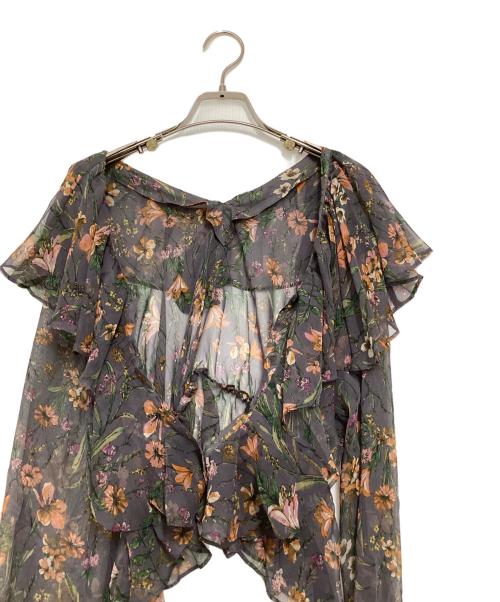 Noble（ノーブル）Noble (ノーブル) ワイルドフラワーフリルブラウス パープル サイズ:表記無しの古着・服飾アイテム
