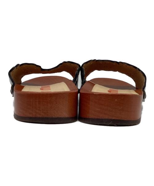 MIU MIU（ミュウミュウ）MIU MIU (ミュウミュウ) ウッドソールサンダル ブラック サイズ:34の古着・服飾アイテム