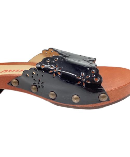 MIU MIU（ミュウミュウ）MIU MIU (ミュウミュウ) ウッドソールサンダル ブラック サイズ:34の古着・服飾アイテム