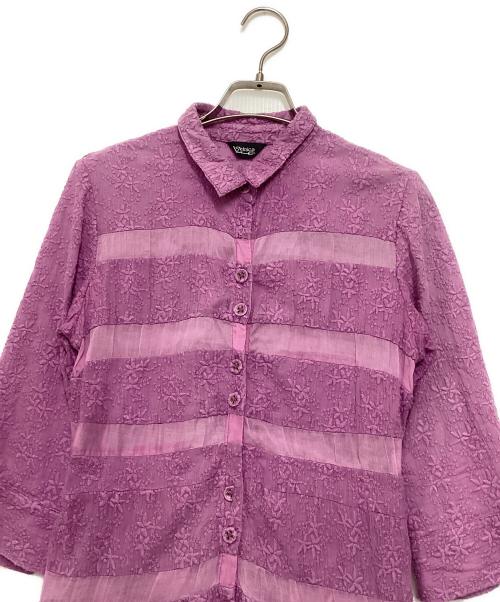 Velnica（ヴェルニカ）Velnica (ヴェルニカ) コットン刺繍シャツワンピース パープル サイズ:Mの古着・服飾アイテム
