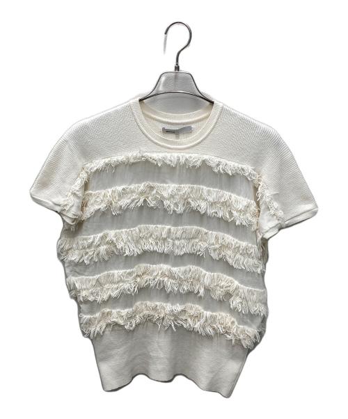 08sircus（ゼロエイトサーカス）08sircus (ゼロエイトサーカス) カットジャガードフリンジニットトップ アイボリー サイズ:1の古着・服飾アイテム