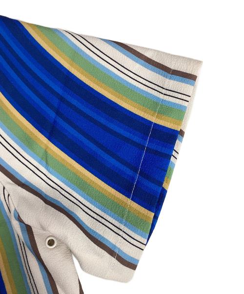 adidem asterisks（アデムアスタリスク）adidem asterisks (アデムアスタリスク) オープンカラーシャツ ブルー×ベージュ サイズ:Mの古着・服飾アイテム