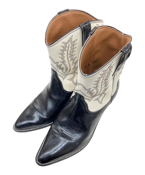 AMBERGLEAM（アンバーグリーム）AMBERGLEAM (アンバーグリーム) ウェスタンショートブーツ ホワイト×ブラック サイズ:26㎝の古着・服飾アイテム