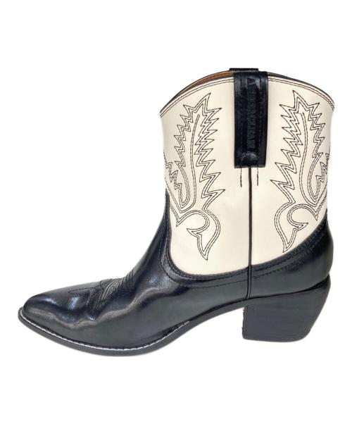 AMBERGLEAM（アンバーグリーム）AMBERGLEAM (アンバーグリーム) ウェスタンショートブーツ ホワイト×ブラック サイズ:26㎝の古着・服飾アイテム