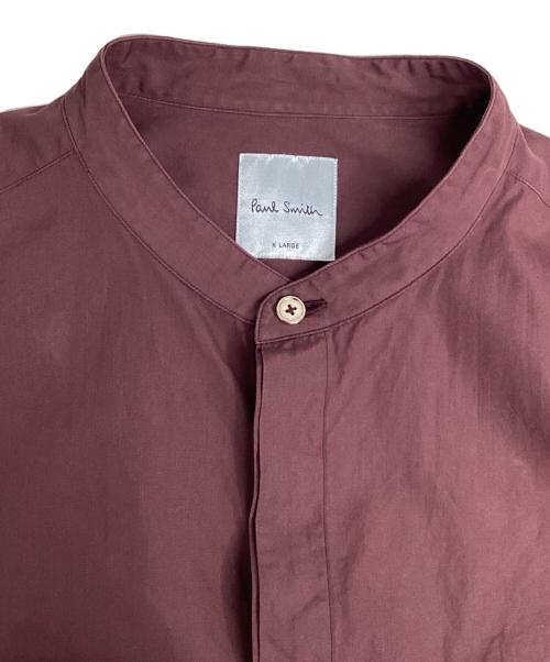 PAUL SMITH（ポールスミス）Paul Smith (ポールスミス) バンドカラーシャツ バーガンディー サイズ:XLの古着・服飾アイテム