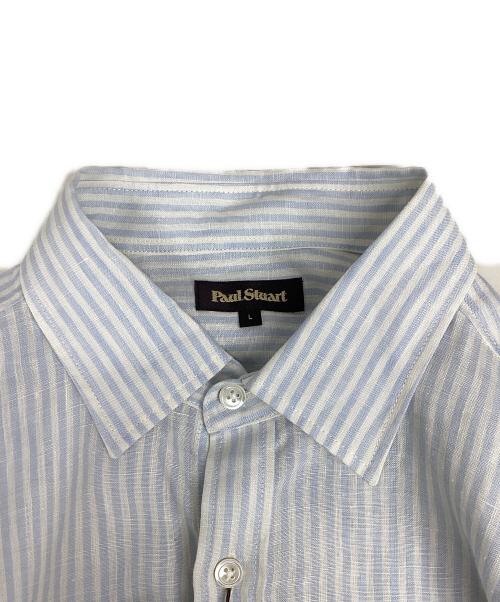 Paul Stuart（ポールスチュアート）Paul Stuart (ポールスチュアート) ストライプリネンシャツ ブルー×ホワイト サイズ:Lの古着・服飾アイテム