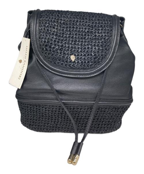 HELEN KAMINSKI（ヘレンカミンスキー）HELEN KAMINSKI (ヘレンカミンスキー) Tinia ラフィア×レザー デイパック ブラックの古着・服飾アイテム