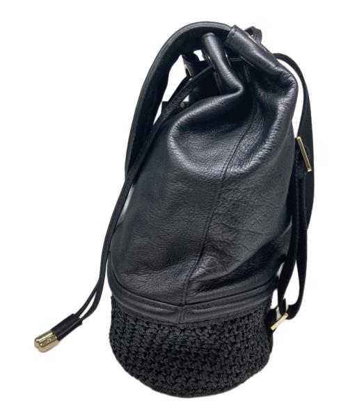 HELEN KAMINSKI（ヘレンカミンスキー）HELEN KAMINSKI (ヘレンカミンスキー) Tinia ラフィア×レザー デイパック ブラックの古着・服飾アイテム