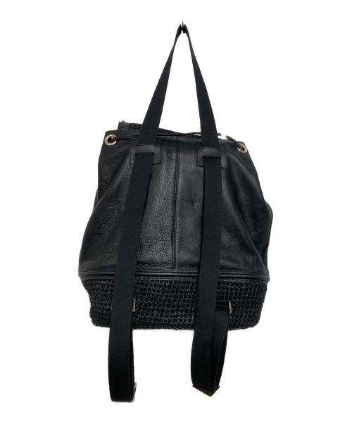 HELEN KAMINSKI（ヘレンカミンスキー）HELEN KAMINSKI (ヘレンカミンスキー) Tinia ラフィア×レザー デイパック ブラックの古着・服飾アイテム