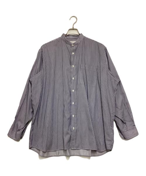 INDIVIDUALIZED SHIRTS（インディビジュアライズドシャツ）INDIVIDUALIZED SHIRTS (インディビジュアライズドシャツ) バンドカラーストライプシャツ グレー サイズ:16-34の古着・服飾アイテム