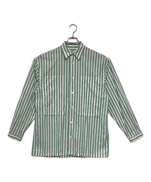 E.TAUTZ（イートーツ）E.TAUTZ (イートーツ) ストライプシャツ グリーン サイズ:XSの古着・服飾アイテム