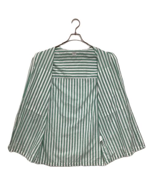 E.TAUTZ（イートーツ）E.TAUTZ (イートーツ) ストライプシャツ グリーン サイズ:XSの古着・服飾アイテム